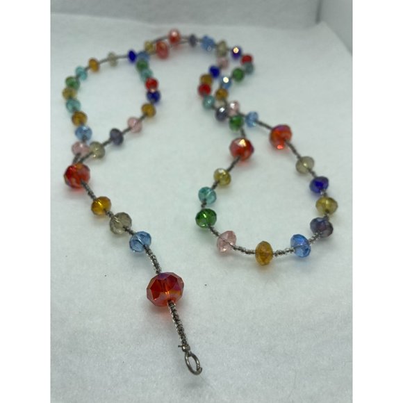Cute Handmade Multicolored Rainbow Facetted Crystal Beaded Lanyard - Picture 7 of 7